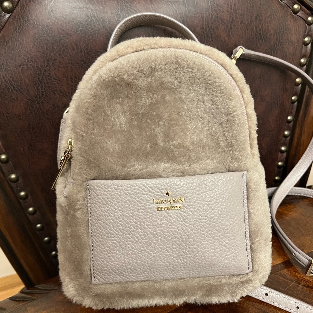Kate Spade gray Leather Shearling backpacks